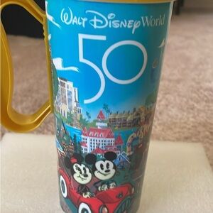 Disney World 50th Celebration Blue and Yellow Mug